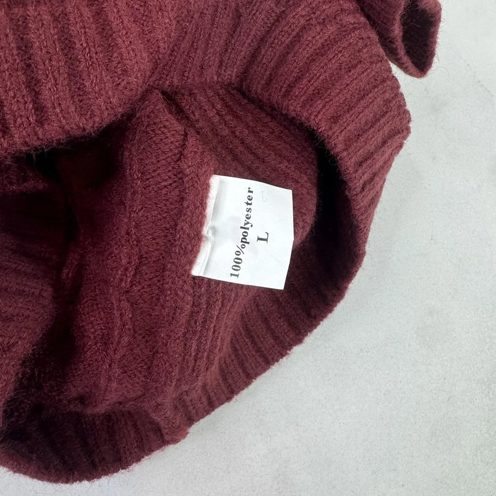 Queenmore Dog Sweater Large L Red Cable Knit Turtleneck Warm Winter Pet Cozy
